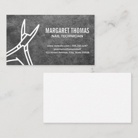 Cuticle Cutter | Achtergrond lederen textiel Visitekaartje (Voorkant / Achterkant)