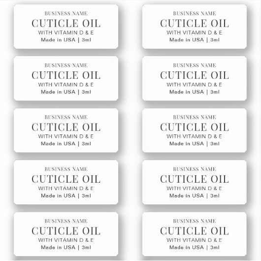 Cuticle Oil 3ml MINI Dropper Bottle Label (Voorkant)