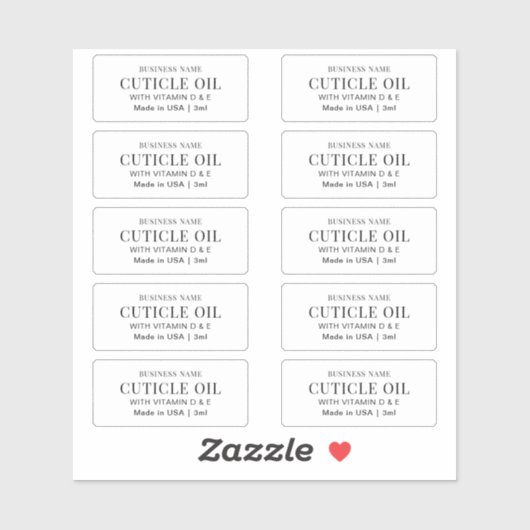 Cuticle Oil 3ml MINI Dropper Bottle Label (Vel)