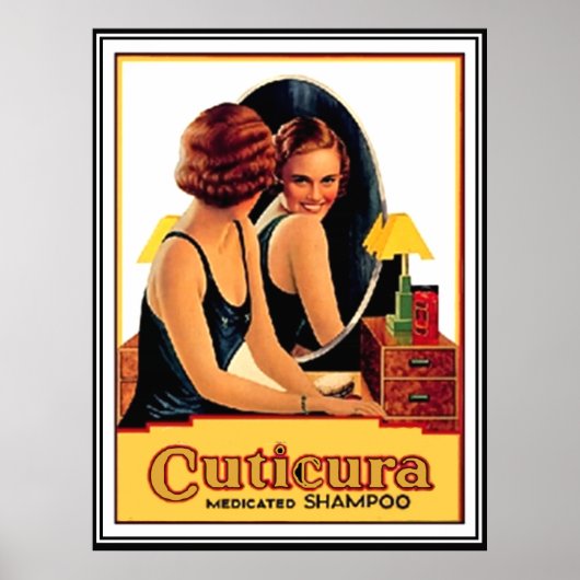 Cuticure medicinale shampoo vintage poster (Voorkant)