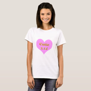 Cutie 3.14 Pi Dag Roze Hartslag T-shirt