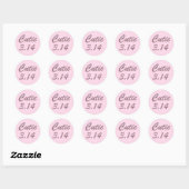 Cutie 3.14 Pi Dag Roze Ronde Sticker (Vel)