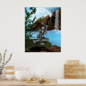 Cutie Anime Kitten Waterfall Moon 3 Poster (Keuken)