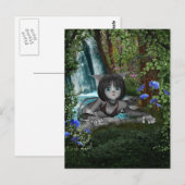 Cutie Anime Kitten Watervalt 1 Briefkaart (Voorkant / Achterkant)