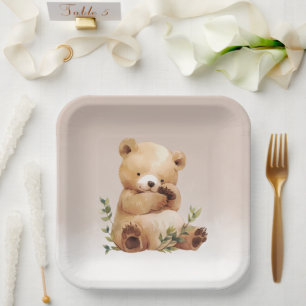 Cutie Baby Beer Waterverf Baby shower Papieren Bordje