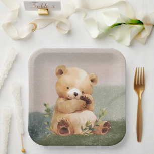 Cutie Baby Beer Waterverf Baby shower Papieren Bordje