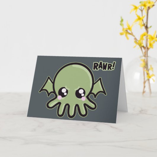 Cutie Baby Cthulhu Kaart (Gele Bloem)