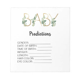 Cutie Baby shower Predictions Game Greenery Floral Notitieblok