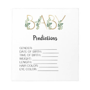 Cutie Baby shower Predictions Game Greenery Floral Notitieblok