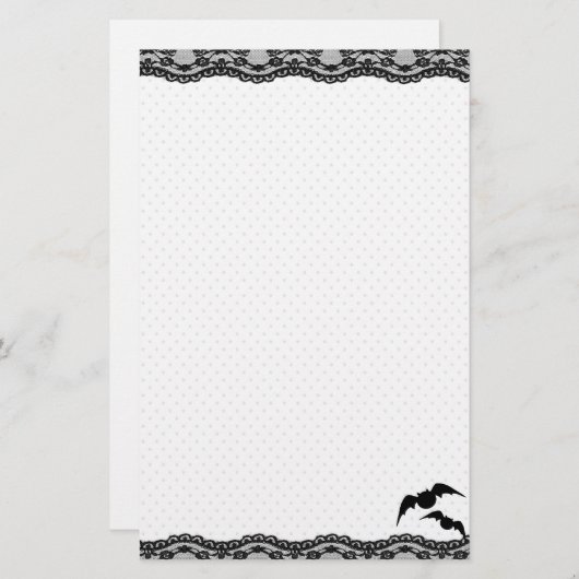 Cutie Bat Stationery met kant Briefpapier (Voorkant / Achterkant)