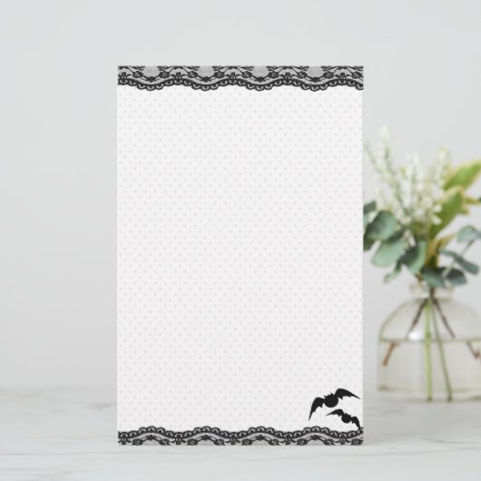 Cutie Bat Stationery met kant Briefpapier (Staand voorkant)