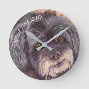 CUTIE BLACK COCK-A-POO MIX RONDE KLOK