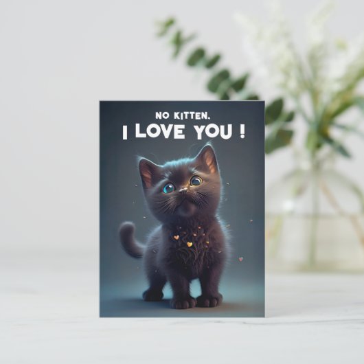 Cutie Black Kitten: Geen kind, ik hou van je! Briefkaart (Staand voorkant)