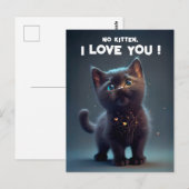 Cutie Black Kitten: Geen kind, ik hou van je! Briefkaart (Voorkant / Achterkant)