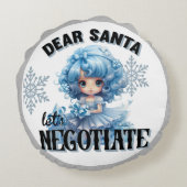 Cutie Blauw Beste Kerstman Kerstkussen Rond Kussen (Achterkant)