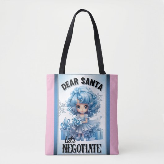 Cutie Blauw Lieve Kerstman Kerstmis Tote Bag (Voorkant)