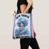 Cutie Blauw Lieve Kerstman Kerstmis Tote Bag (Dichtbij)