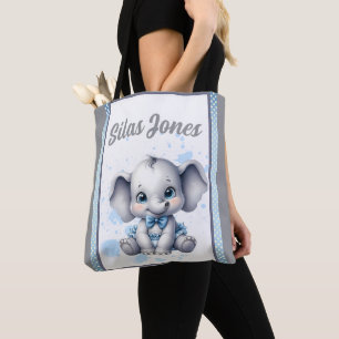 Cutie Blauwe Olifant - Kleine Pinda Tote Bag