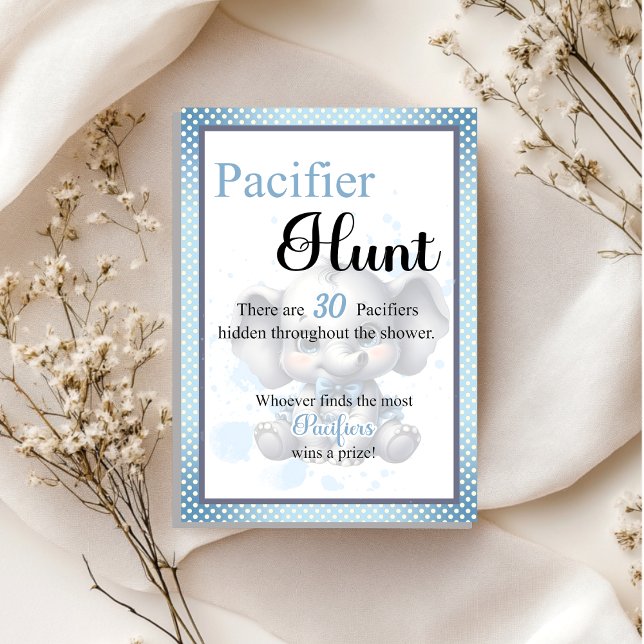 Cutie Blue Elephant Baby shower Pacifier Hunt Game (Creator heeft geüpload)