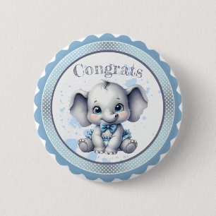Cutie Blue Elephant - Little Peanut Ronde Button 5,7 Cm