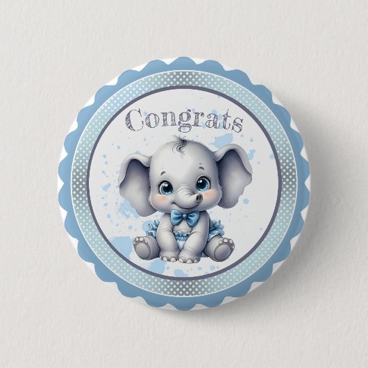 Cutie Blue Elephant - Little Peanut Ronde Button 5,7 Cm (Voorkant)