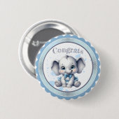 Cutie Blue Elephant - Little Peanut Ronde Button 5,7 Cm (Voorkant /achterkant)