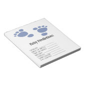 Cutie Blue Footprint Baby shower Predicted Game Notitieblok (Schuin)