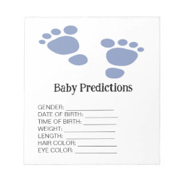 Cutie Blue Footprint Baby shower Predicted Game Notitieblok
