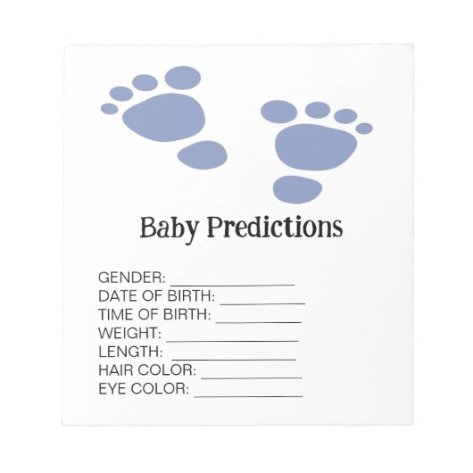 Cutie Blue Footprint Baby shower Predicted Game Notitieblok (Voorkant)