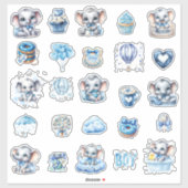 Cutie Blue Olifant - Kleine Pinda Sticker (Vel)