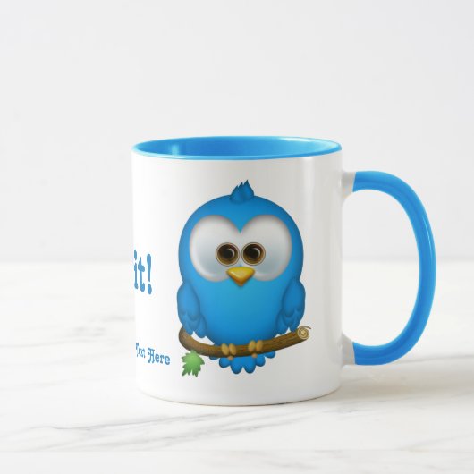 Cutie Blue Tweet Bird Personalized Mug Mok (Rechts)