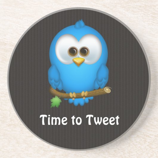 Cutie Blue Tweet Bird Sandstone Onderzetter (Voorkant)