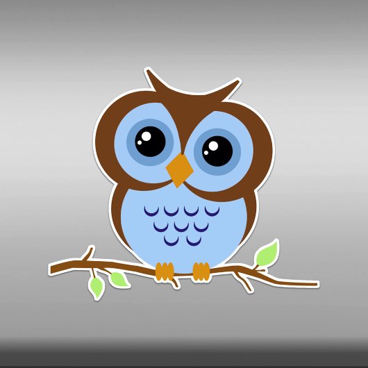 Cutie Cartoon Blue Owl Vinyl Sticker