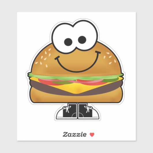 Cutie Cartoon Cheeseburger Vinyl Sticker (Vel)
