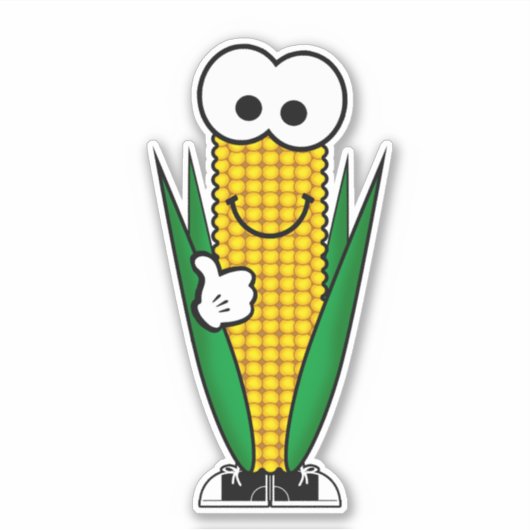 Cutie Cartoon Corn op de Cob Vinyl Sticker (Voorkant)