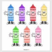 Cutie Cartoon Crayons Vinyl Stickers (Vel)