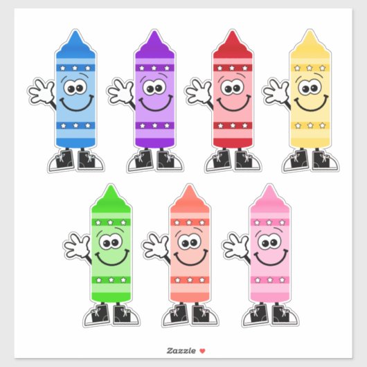 Cutie Cartoon Crayons Vinyl Stickers (Vel)