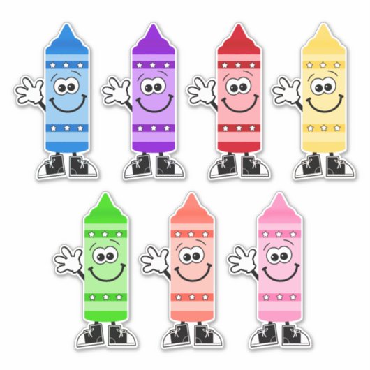Cutie Cartoon Crayons Vinyl Stickers (Voorkant)