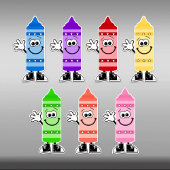 Cutie Cartoon Crayons Vinyl Stickers