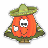 Cutie Cartoon Hot Habanero Pepper Vinyl Sticker (Voorkant)