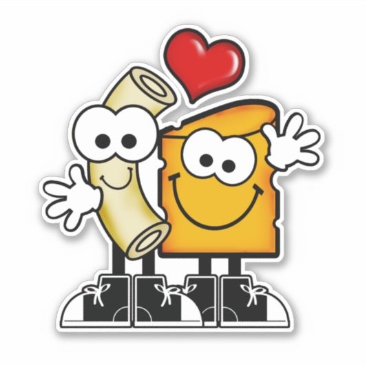 Cutie Cartoon Mac'n Cheese Vinyl Sticker (Voorkant)