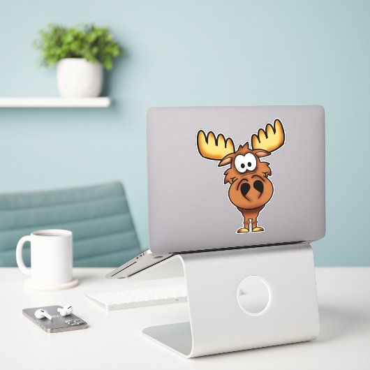 Cutie Cartoon Moose Vinyl Sticker (Laptop op bureau)