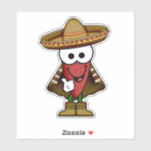 Cutie Cartoon Red Jalapeno Pepper Vinyl Sticker (Vel)