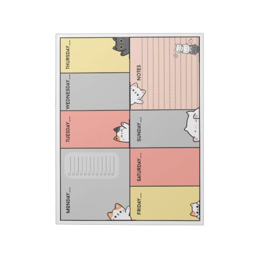 Cutie cat A4 weekplanner/notitieblok Notitieblok (Linkerzijde)