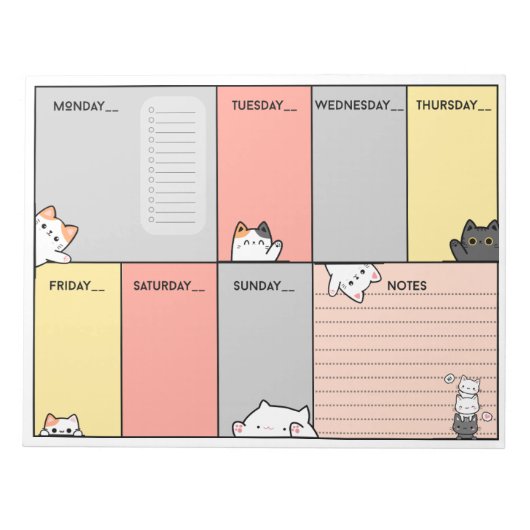 Cutie cat A4 weekplanner/notitieblok Notitieblok (Voorkant)
