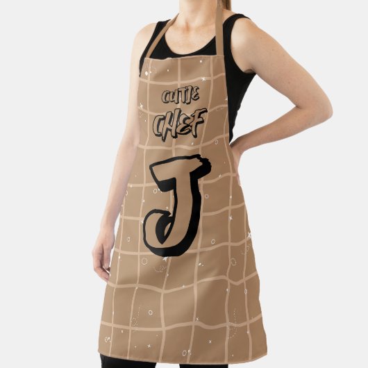 Cutie Chef Bruine Gingham Schort (Insitu)