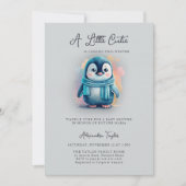 Cutie Coming Deze Winter Pinguin Boy Baby shower Kaart (Voorkant)