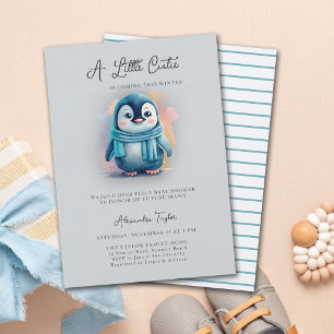 Cutie Coming Deze Winter Pinguin Boy Baby shower Kaart
