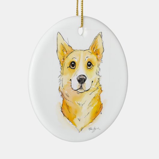 Cutie Corgi Keramisch Ornament (Rechts)