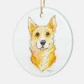 Cutie Corgi Keramisch Ornament (Links)